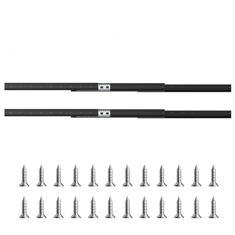 Coulisses de tiroir à montage sous escalier, 61 cm (24 pouces), capacité de charge de 118 kg (260 lb), robustes, avec rails à billes à extension complète, noires, conçues pour le remplacement par vos soins.