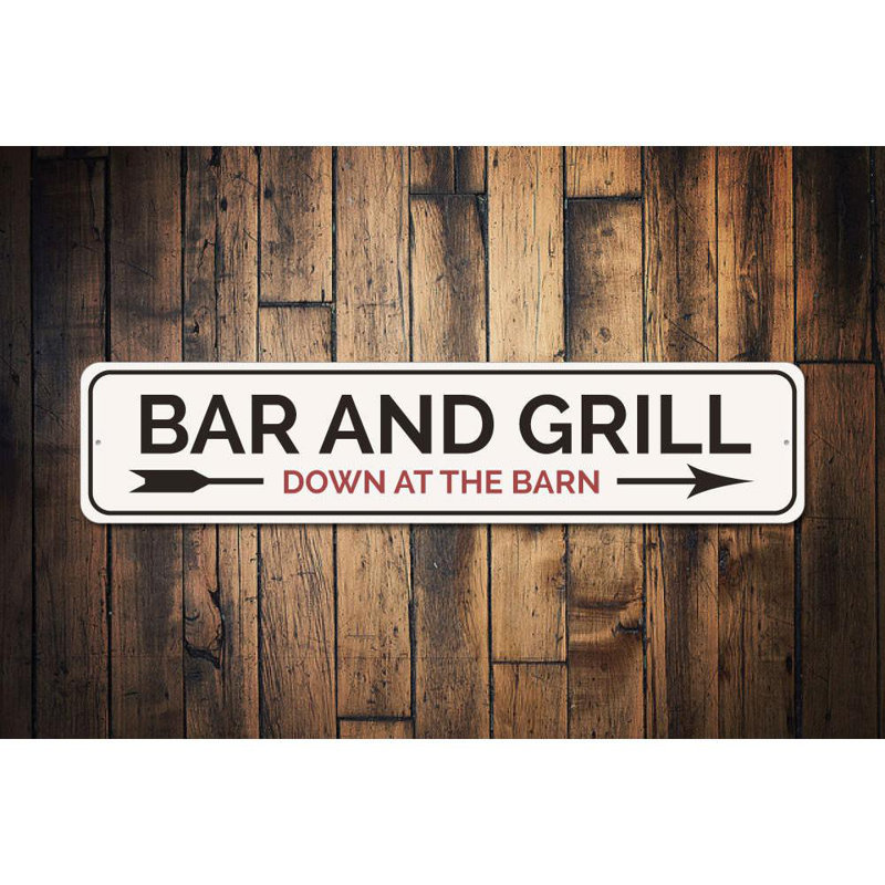 Enseigne en aluminium pour bar et barbecue, H 6 po x l 24 po x P 0,06 po