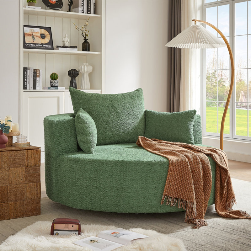Fauteuil pivotant rond de 56,3 pouces à 360 degrés avec 3 coussins amovibles