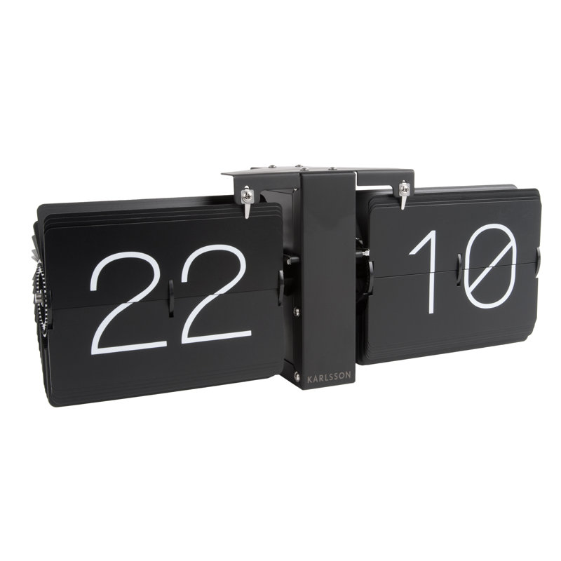 Metal Wall Clock, 8.5cm H x 36cm W x 8.5cm D, Black