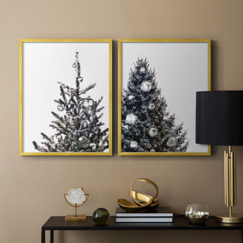 Arbre de Noël disco I - impression encadrée de qualité supérieure - prêt à être accroché - aucun clou requis - aucun clou requis