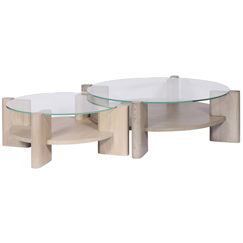 Wolcott Glass Cocktail Table, Casa Blanca, 17.5" H x 55" L x 55" W