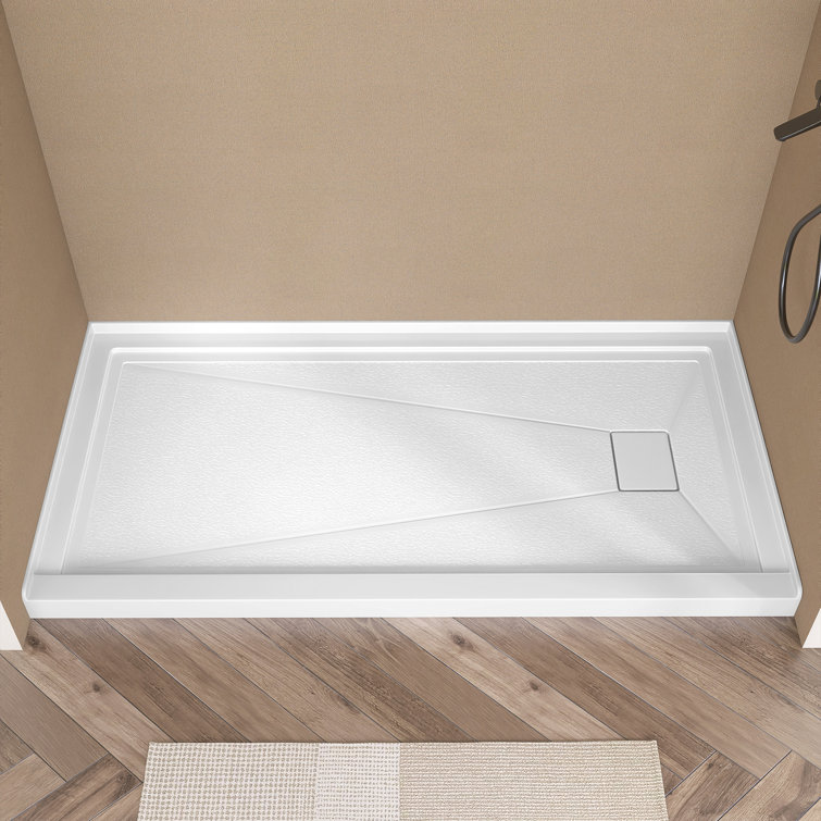 72'' W x 36'' D Alcove Acrylic Shower Base White Single Threshold Rectangular Shower Tray with Drain Cover