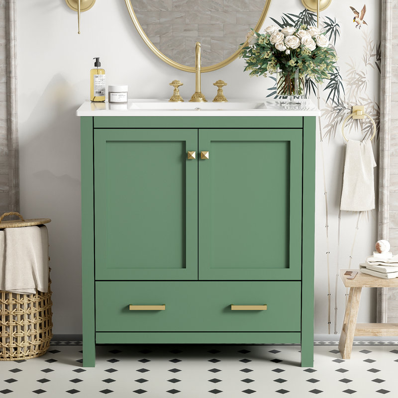 Armoire de rangement de salle de bain de 30 po avec tiroir et tablettes cloisonnés Design élégant et fonctionnel pour salle de bain
