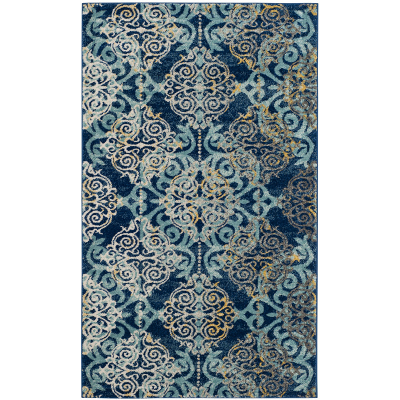Tapis oriental royal / bleu clair Franke, Rectangle 6 pi 7 po x 9 pi