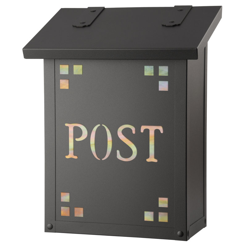 Pasadena Brass Wall Mounted Mailbox, Gold Iridescent, Textured Black