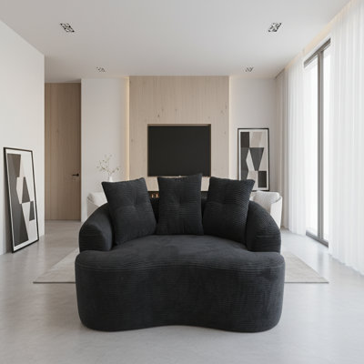 Causeuse incurvée de 65,35 po, petit coussin à ressorts ensachés avec 3 coussins décoratifs, aucun assemblage requis pour le salon, l’appartement et la chambre à coucher