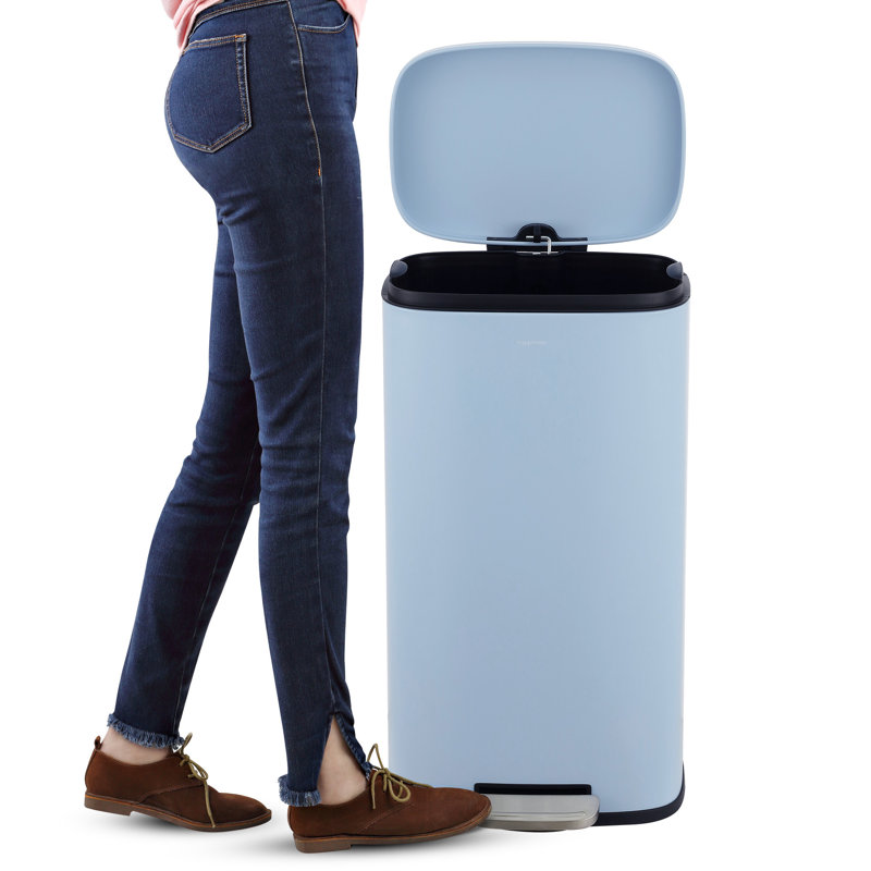 Steel Step On Kitchen Trash Can - 13.2 Gallons, Tide Pool Blue
