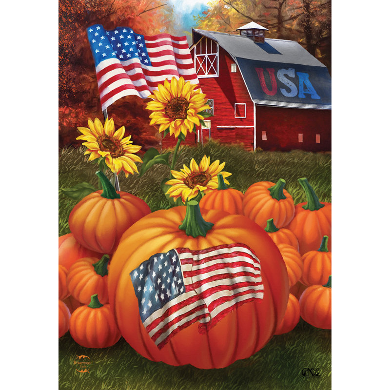 USA Pumpkins Fall Garden Flag