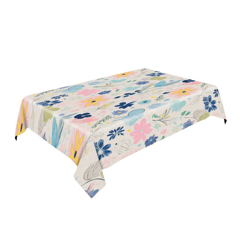 Vibrant Floral Art Tablecloth, 60 x 86，Rectangle for Indoor and Outdoor
