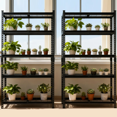 5 Heavy-Duty Adjustable Steel Storage Shelf For Garage, Assembly, Black, Rust-, 450 Lb Per Shelf, 36 Inches Deep, 18 Wide, 72 High 2 Shelving With Garage And Storage, High, 2250 Total Load