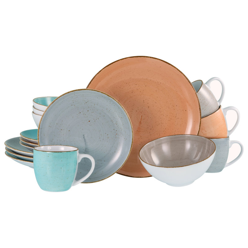 VINTAGE NATURE 16 Piece Bone China Dinnerware Set, Service for 4