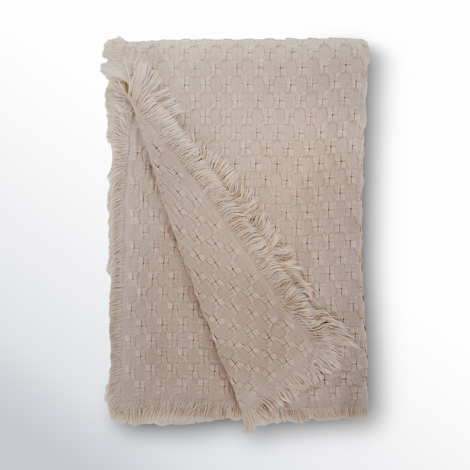 Delphine Acrylic Hand Woven Throw Blanket, Taupe