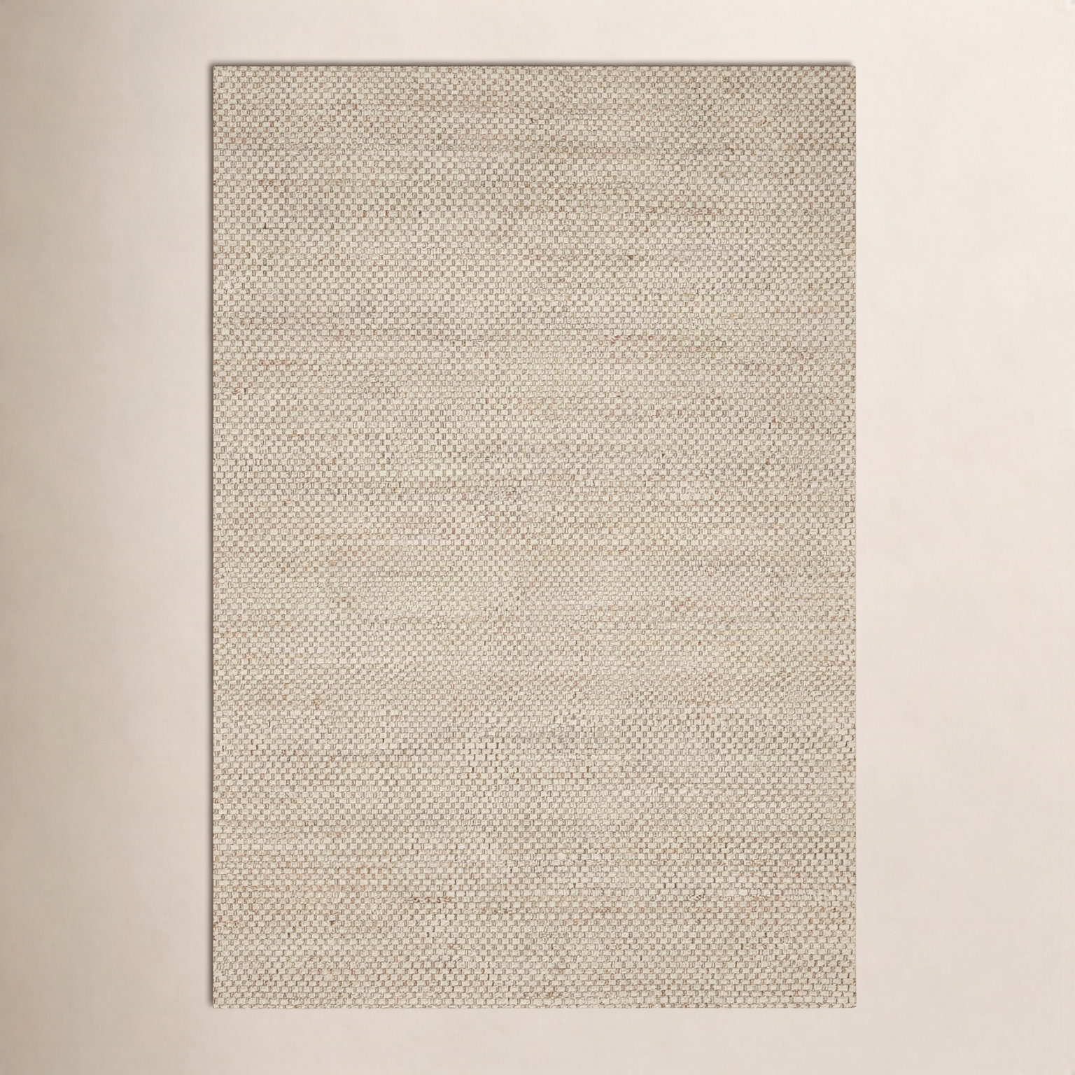 Abisai Beige Hand-Woven Checkered Jute Rug, Rectangle 2'3" x 3'9"