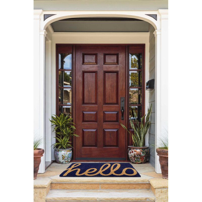Paillasson Dewand Cursive, L 24 po x L 36 po, Bleu foncé