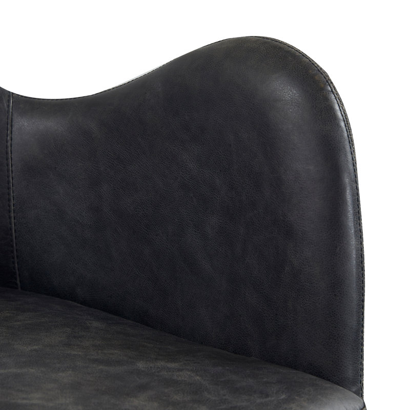 Fauteuil d'appoint pivotant en cuir véritable Loms, Noir