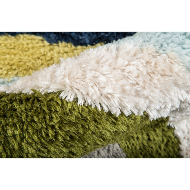 Retro Wave Multicolor Hand-Tufted Shag Runner Rug