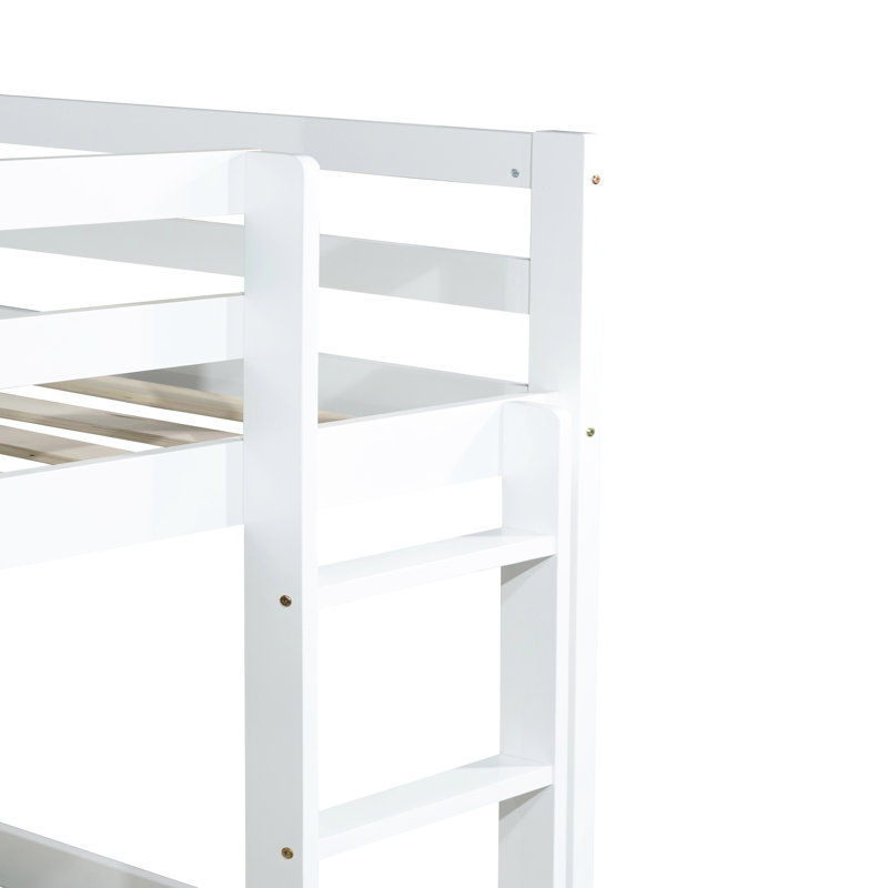 White Solid Rubber Wooden Twin Over Loft Bed. Strong And Stable. Maximize Storage Capacity. Effortless Assembly Bed, White. Build. Optimize Bedroom Storage. Simple Installation Process