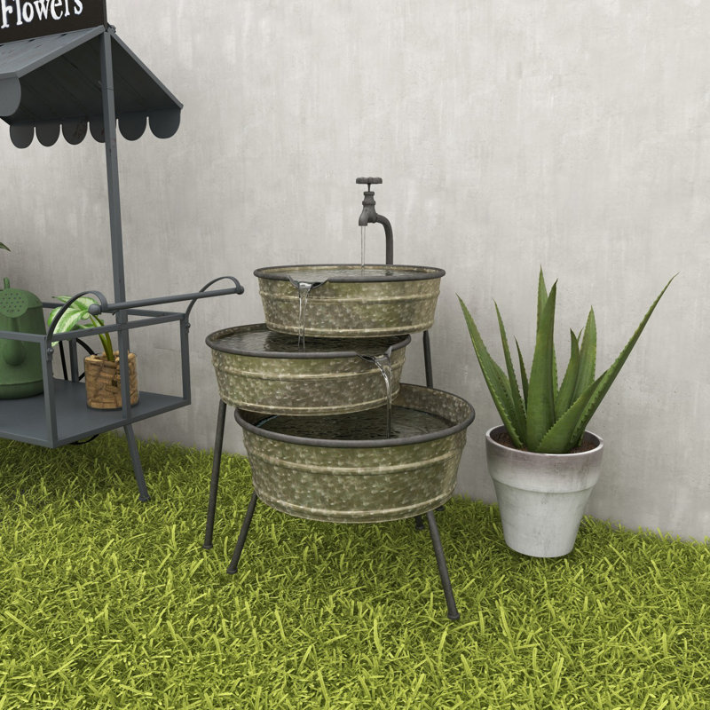 Outdoor Metal Weather Resistant Cascade Fountain