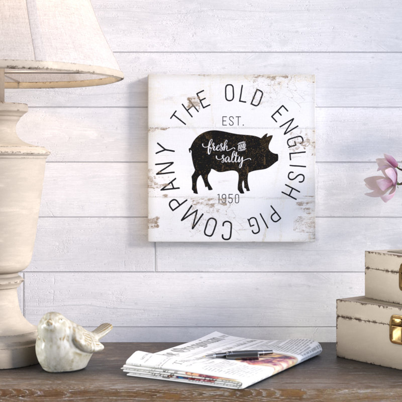 « old english porc co rétro sign », art mural, H 24 po x l 24 po x P 1,5 po, Toile tendue