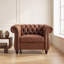 Ensemble de 2 chaises d'appoint Chesterfield en faux suède avec accoudoirs roulés et garniture cloutée-1229515964