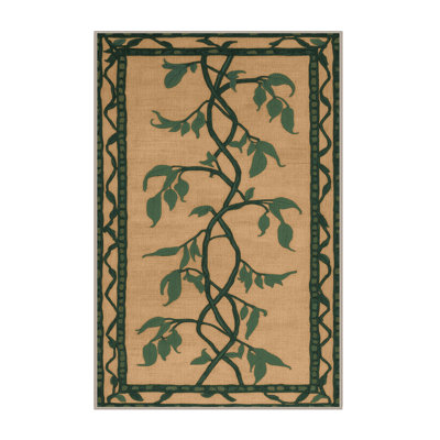 Machine Washable Botanical Brown Area Rug