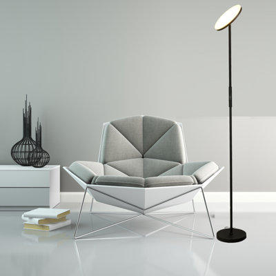 Deale 72'' Black LED Torchiere Floor Lamp Set