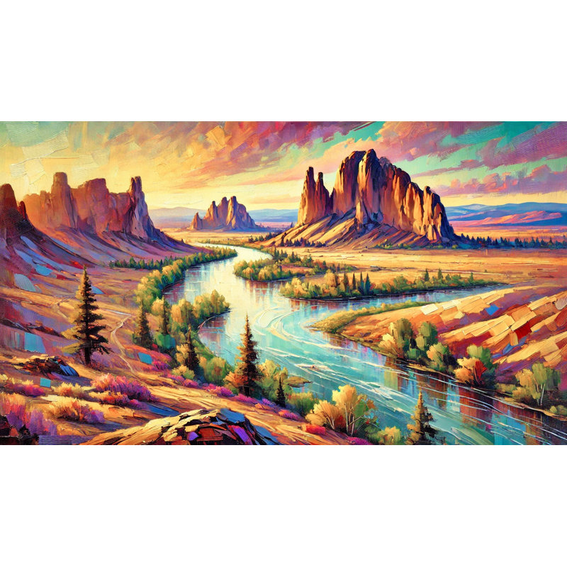 Serene River Valley Wrapped Canvas Wall Art, 20" H x 36" W