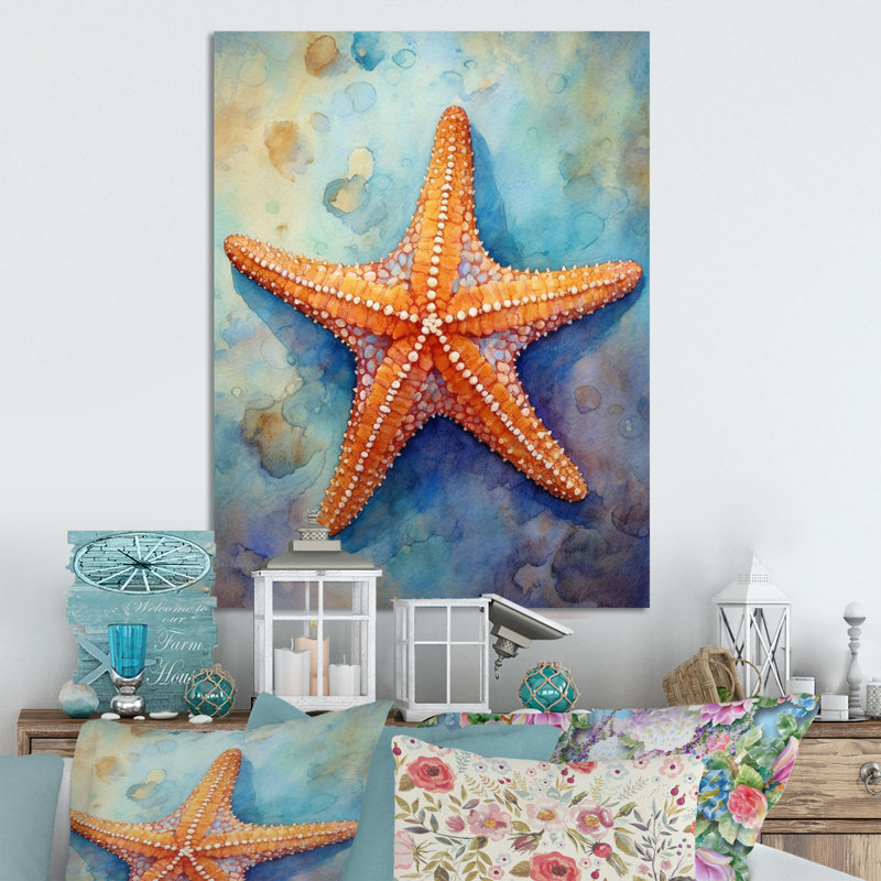 Étoile de mer Spinny II - animaux, art mural en métal, salon, H 40 po x l 30 po