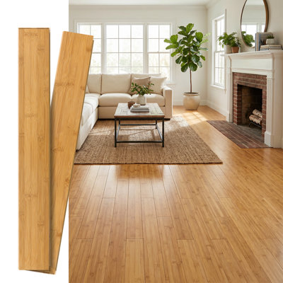 Plancher en bambou à verrouillage clic L 37,80 po x l 3,78 po x P 0,59 po, finition mate 30 (1,80 pi.