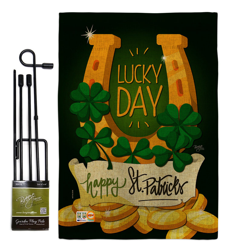 "st patrick" , impression en polyester de 2 côtés 18,5 x 13 po ensemble de drapeau
