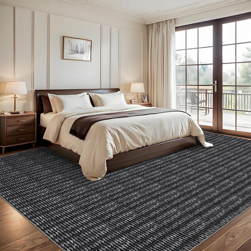 Modern Machine Washable Rug with Rubber Backing for Living Room Non-Slip Dining Room Rug Easy-Cleaning Floor Carpet for Bedroom