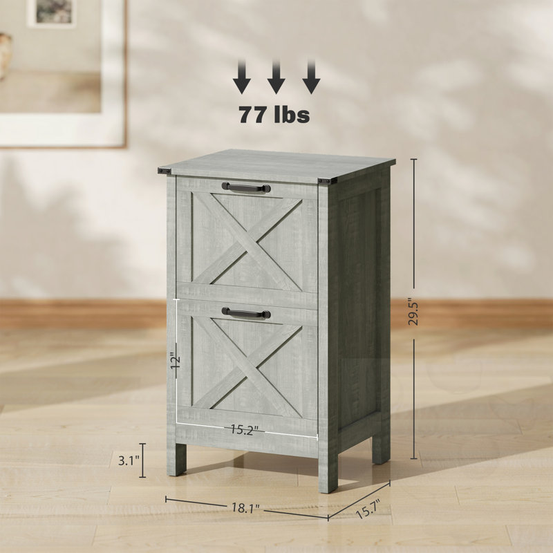 Armoire de bureau avec 2 tiroirs, Gris patiné