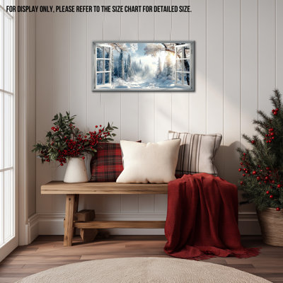 Winter Wall Wall Decor - Winter Landscape Scene, art mural sur toile pour le salon, forêt d'arbres d'hiver, reproduction d'art sur toile tendue, 12 po x 24 po