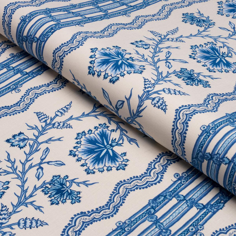 Tissu à rayures florales Parvati, Bleu