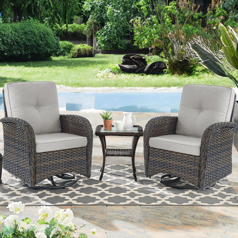 Sooren 2 - Person Patio Conversation Set with Cushions, Beige