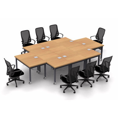 Albin 8 Person Conference Meeting Tables with 8 Chairs Complete Set