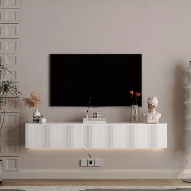 Floating TV Stand Wall Mounted with 16 Color LEDs,69" Modern TV Stand, Floating TV Cabinet Entertainment Center for 55 60 65 Inch TV