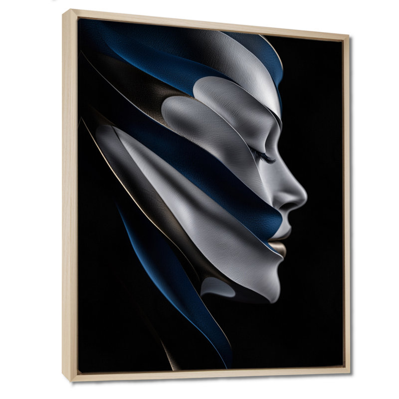 «Brooker Aqua and Balck Polygonal Beauty», femme encadrée, H 40 po x l 30 po, Reproduction encadrée sans passe-partout, Crème