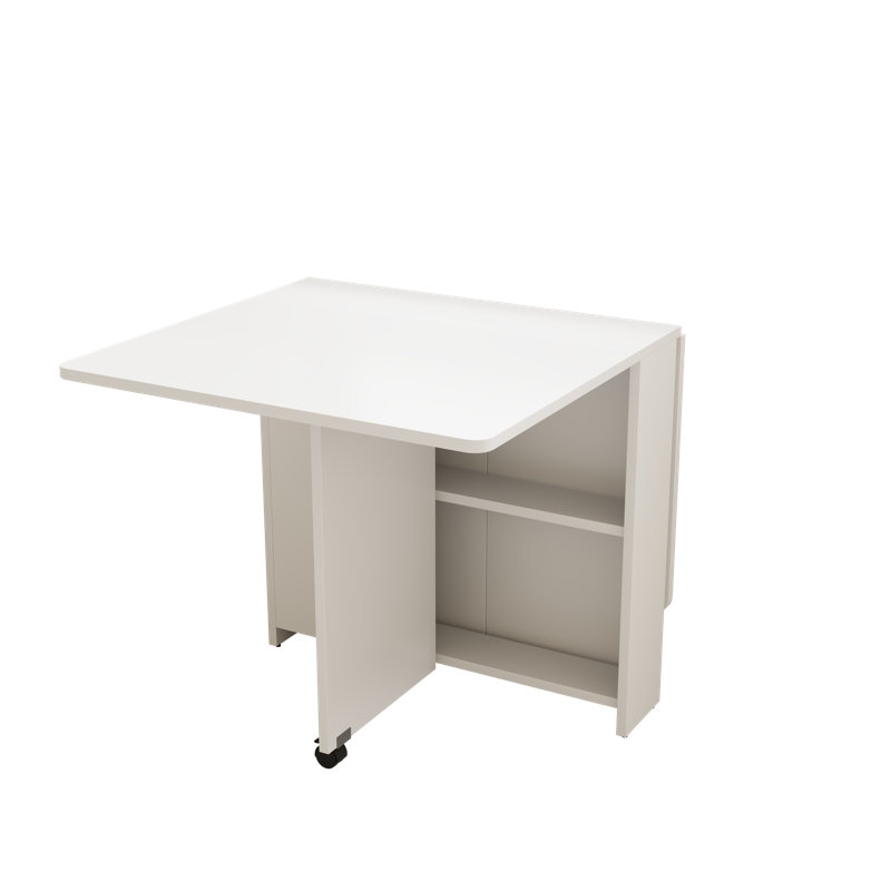 Table de salle à manger pliante: table extensible en MDF blanc de 51,18 pouces avec roulettes - Solution d'économie d'espace pour les petits appartements et le travail à domicile