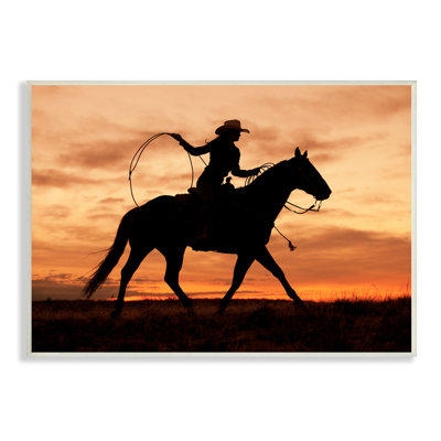 " Cowgirl Sunset Silhouette Southwestern Horse Field Landscape " by J.C. Leacock