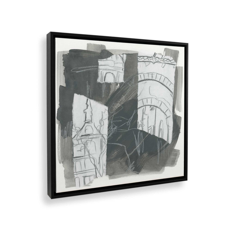 Street Shadows II by June Erica Vess Canvas Art Print, Black, Floater Framed Print without Mat, 36" H x 36" W