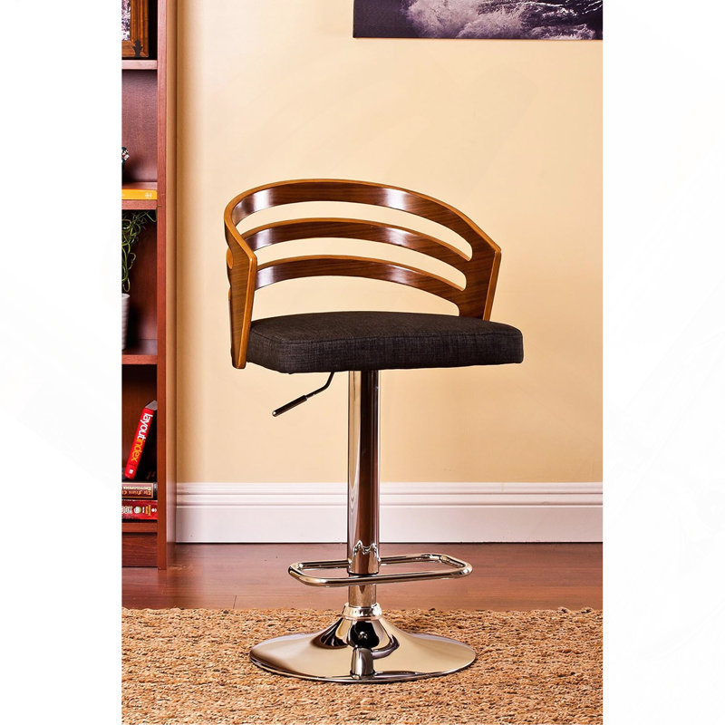 Swivel Bar Stool With Cushion, Black/Brown