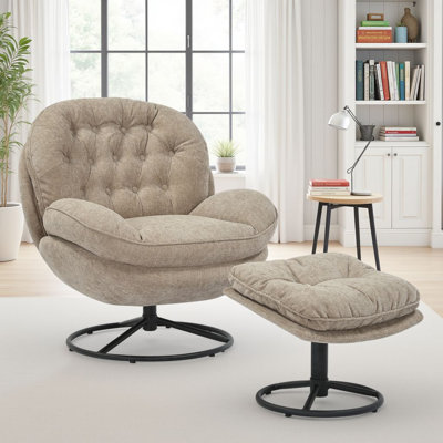 Azura Swivel Accent Chair with Footstool