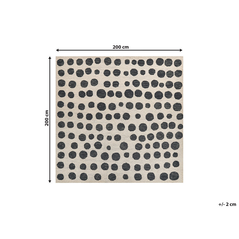 Asadbek Geometric Wool Hand Woven Area Rug, Square 200cm