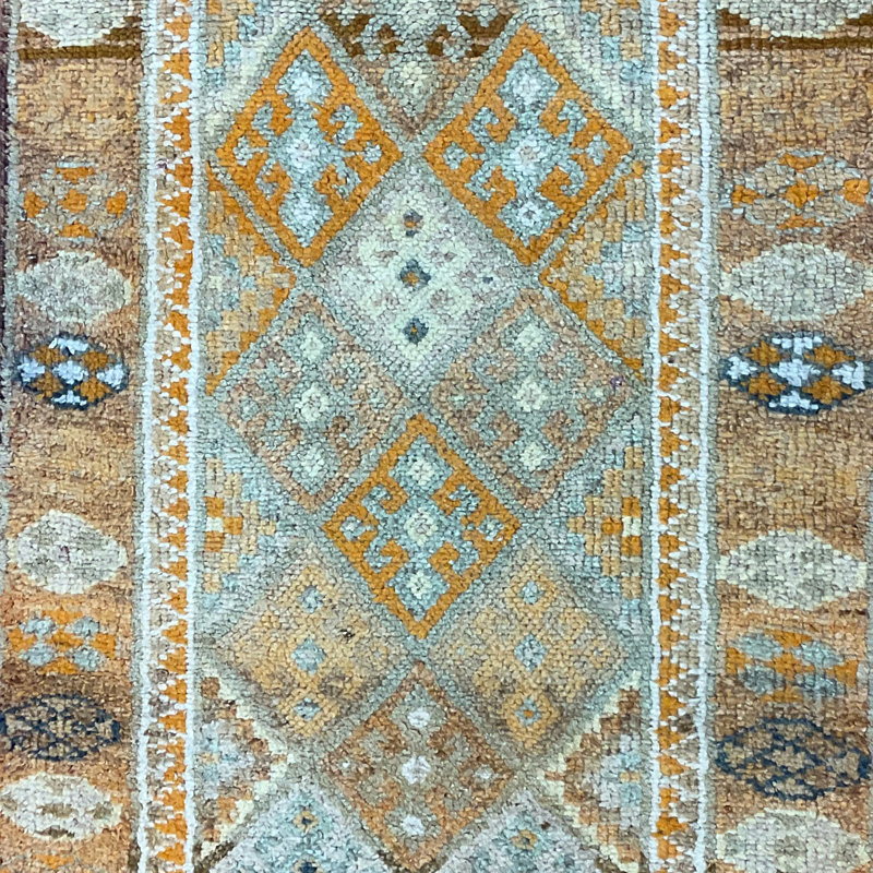 Tapis de couloir orange en laine noué à la main 3 pi x 9 pi Garduno