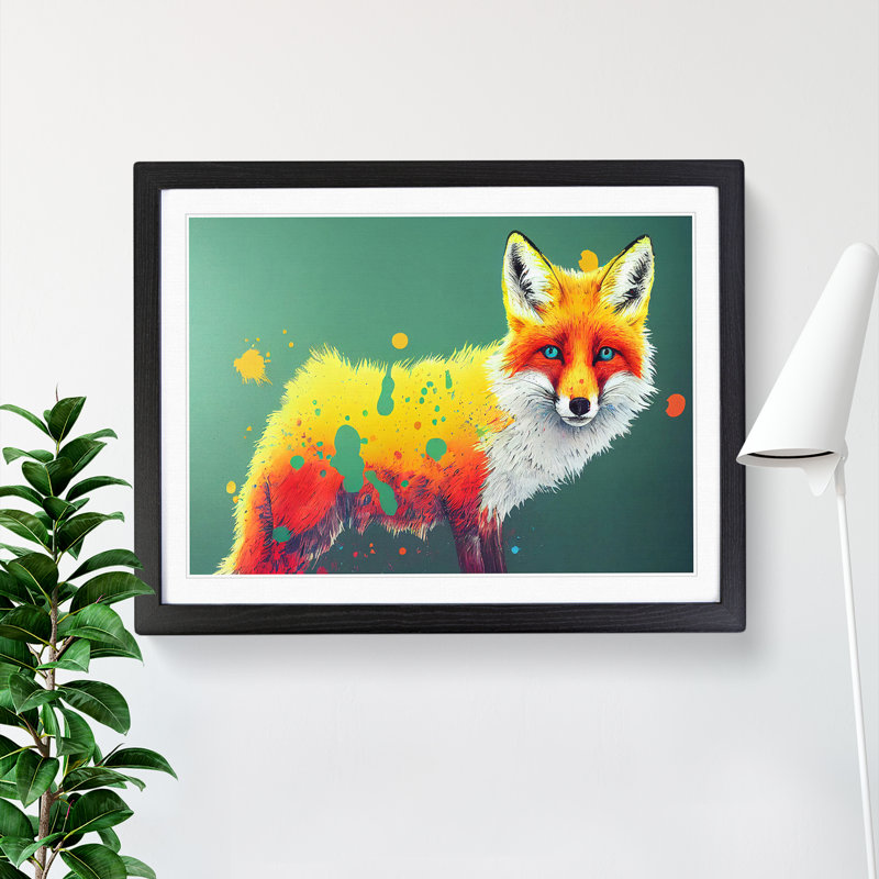 XH1022-6619X Fox Vol.1 Abstract - Single Picture Frame Painting, 46cm H x 64cm W x 2cm D, Black