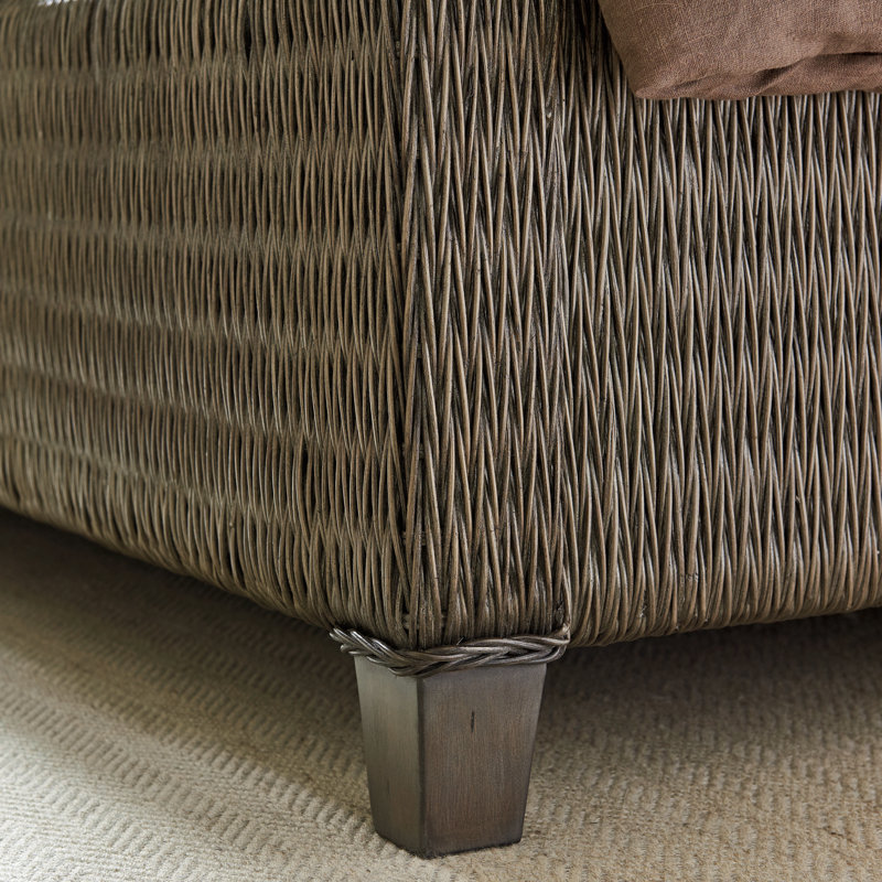 Transitional Driftwood Isle Woven Queen Bed in Smoke Gray