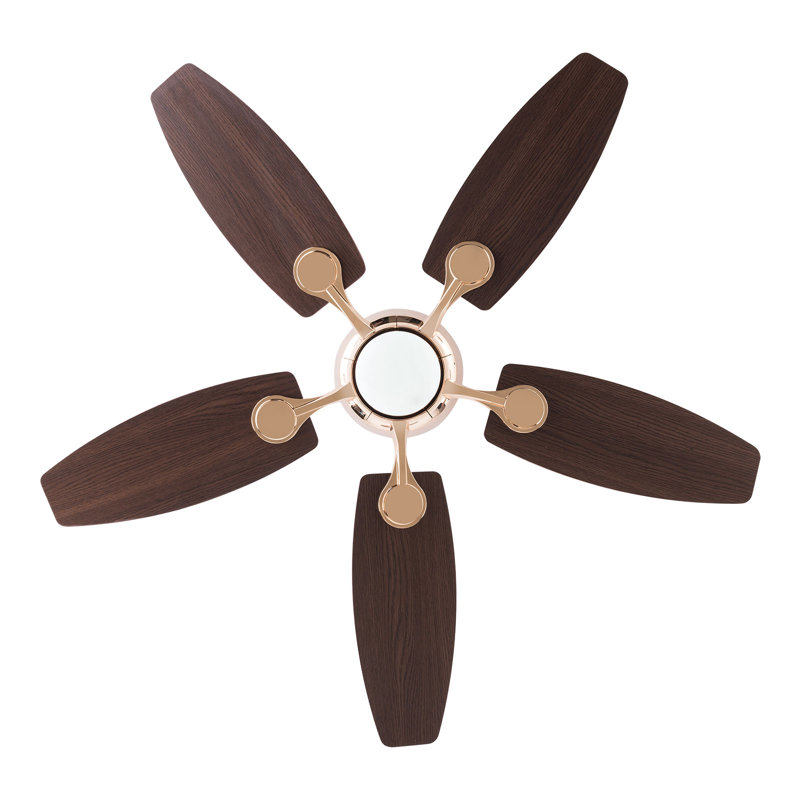 Kerrian Ceiling Fan Chandelier with Light and Remote, Gold with Copper Blades