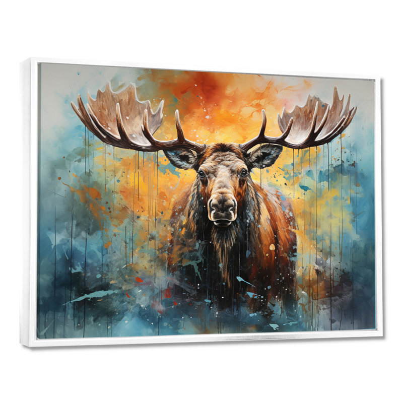 «Colorful Moose Majestic Collage II - Moose», reproduction sur toile encadrée, H 16 po x l 32 po x P 1 po